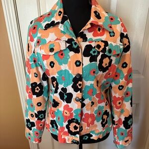 Red Multicolor Floral Jean Jacket
